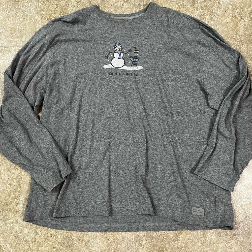 Life Is Good Snowman  Men’s Long Sleeve Tee - Picture 2 of 6